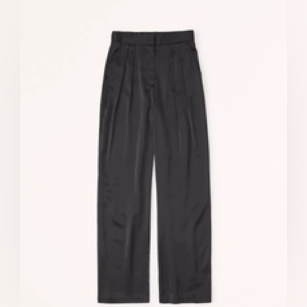 A&F Tailored Black Satin Wide Leg Pants